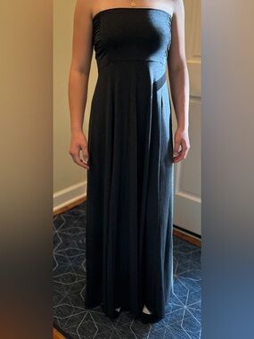 Athleta dark Gray Maxi Dress sz Small stretch knit fits size 0 2 4 6